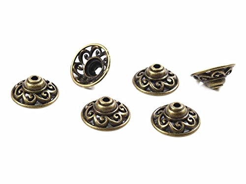 Vintageparts große orientalische Perlkappen in antik bronzefarben 14 mm 8 Stück DIY-Schmuck von Vintageparts