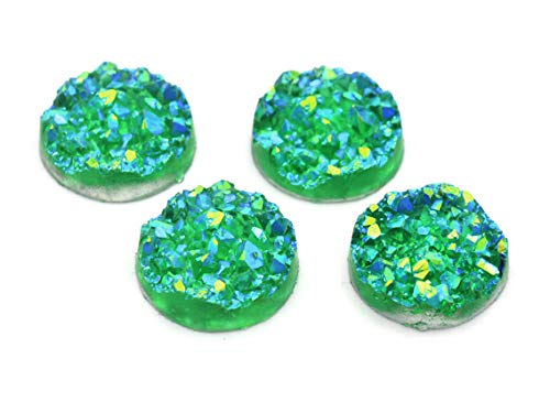 grün-Blaue Cabochons Eiskristalle Gold funkelnd 12 mm 4 Stück von Vintageparts, DIY-Schmuck von Vintageparts FACHHANDEL FÜR SCHMUCKZUBEHÖR