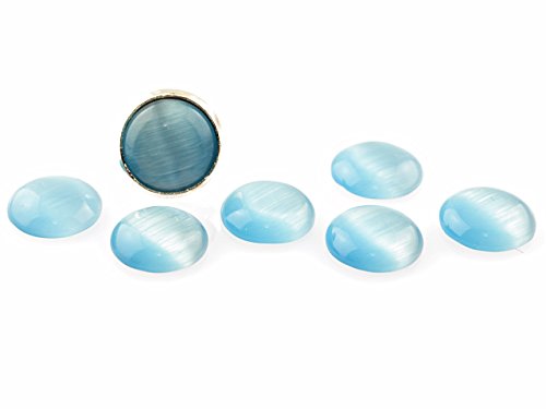 Vintageparts 10 Cabochons 10 mm Cateye Glas in Aqua, DIY-Schmuck von Vintageparts