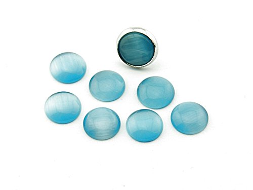 Vintageparts 10 Cateye Cabochons in hellblau, 12 mm, DIY-Schmuck von Vintageparts