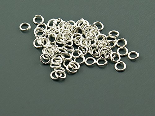 Vintageparts 100 Binderinge 4 mm silberfarben, DIY-Schmuck von Vintageparts FACHHANDEL FÜR SCHMUCKZUBEHÖR