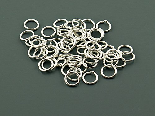 Vintageparts 100 Binderinge in silberfarben, 6 mm, DIY-Schmuck von Vintageparts FACHHANDEL FÜR SCHMUCKZUBEHÖR