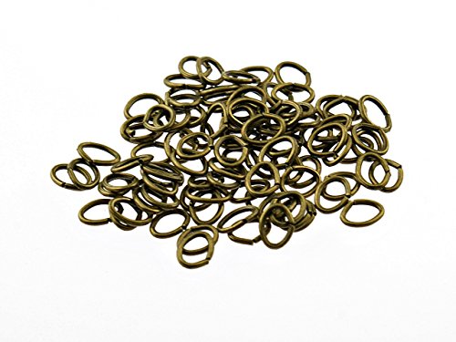 Vintageparts 100 längliche Biegeringe in antik Bronze, 5 x 4 mm, DIY-Schmuck von Vintageparts FACHHANDEL FÜR SCHMUCKZUBEHÖR