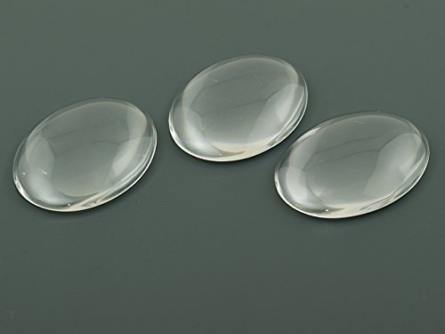 Vintageparts 2 Cabochons Glas klar, 40 x 30 mm, DIY-Schmuck von Vintageparts