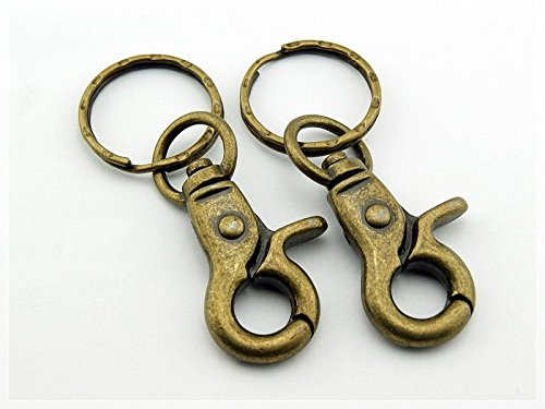 Vintageparts 2 Schlüsselringe Karabiner Vintage Bronze, DIY-Schmuck von Vintageparts