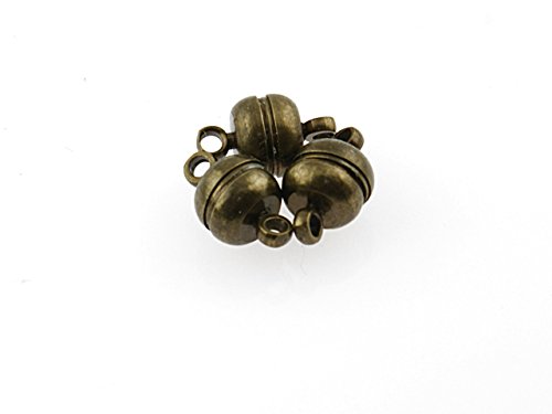 Vintageparts 2 kleine Magnetverschlüsse als Kugel in Vintage Bronze, DIY-Schmuck von Vintageparts FACHHANDEL FÜR SCHMUCKZUBEHÖR