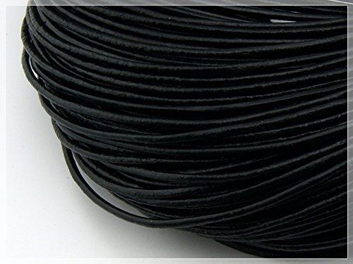 Vintageparts 2 m echtes Lederband schwarz 2 mm, DIY-Schmuck von Vintageparts