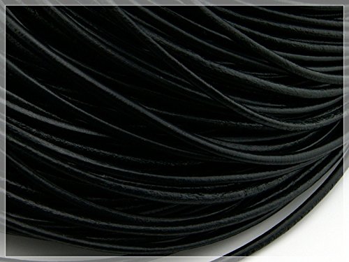 Vintageparts 2 m echtes Lederband schwarz 3 mm, DIY-Schmuck von Vintageparts