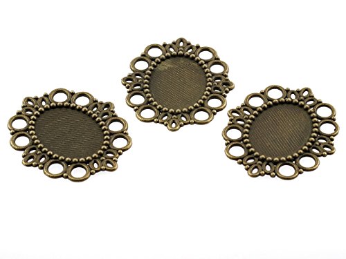 4 verzierte Fassungen in antik Bronze für 25 x 18 mm Cabochons von Vintageparts, DIY-Schmuck von Vintageparts FACHHANDEL FÜR SCHMUCKZUBEHÖR