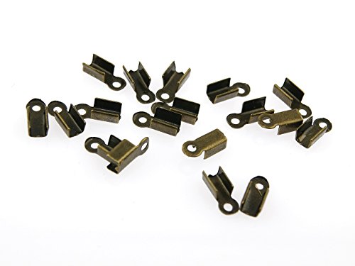 Vintageparts 50 Endkappen in antik Bronze, 10 mm, DIY-Schmuck Faltklemmen von Vintageparts