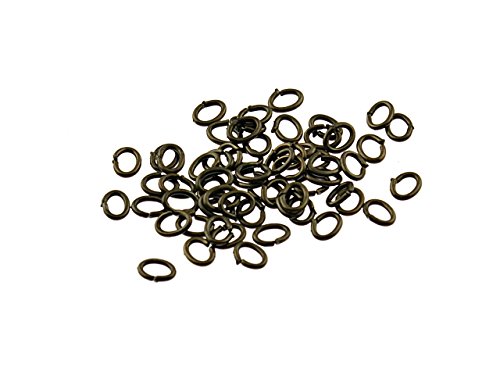 Vintageparts 50 längliche Biegeringe in antik Bronze, 4 x 3 mm, DIY-Schmuck von Vintageparts FACHHANDEL FÜR SCHMUCKZUBEHÖR