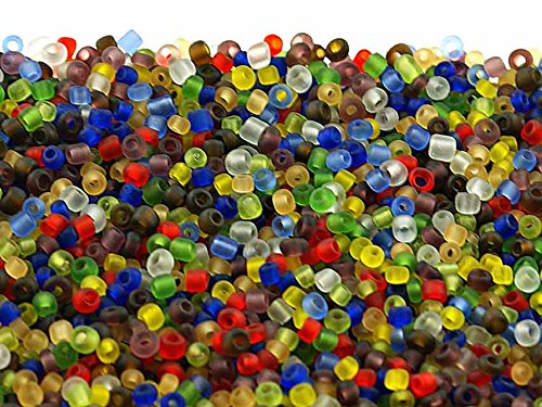 Vintageparts 500 Rocailles Perlen als Farbmix gefrostet, 2 mm, DIY-Schmuck von Vintageparts