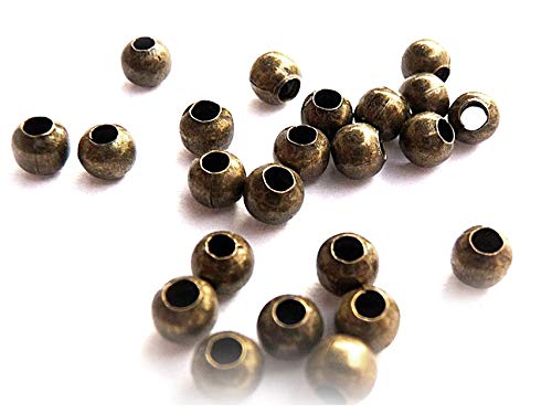 Vintageparts 100 Zwischenperlen in Vintage Bronze 3 mm, DIY-Schmuck von Vintageparts