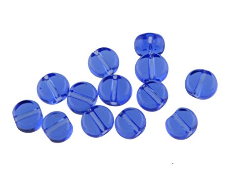 Vintageparts 12 Flache Glasperlen in blau, 5 mm, DIY-Schmuck von Vintageparts