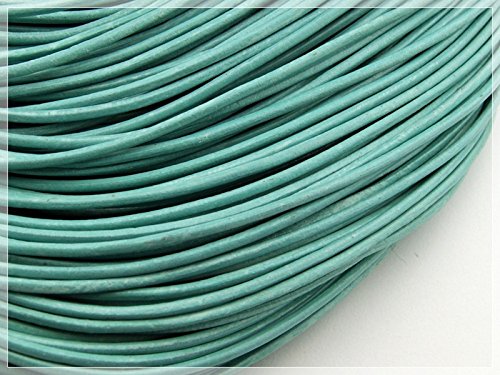 Vintageparts 2 m echtes Lederband Aqua 2 mm, DIY-Schmuck von Vintageparts FACHHANDEL FÜR SCHMUCKZUBEHÖR