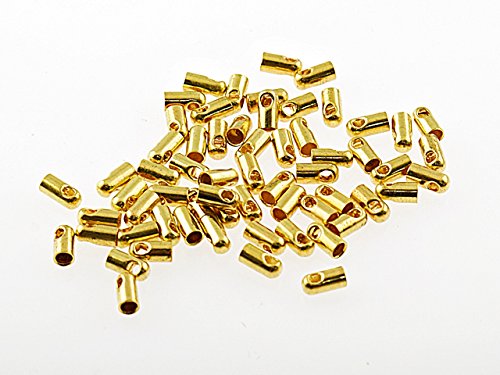 Vintageparts 20 Endkappen für 1,5 mm Bänder in goldfarben, DIY-Schmuck von Vintageparts