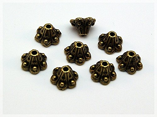 Vintageparts 20 Perlkappen in antik Bronze, 9 mm, DIY-Schmuck von Vintageparts