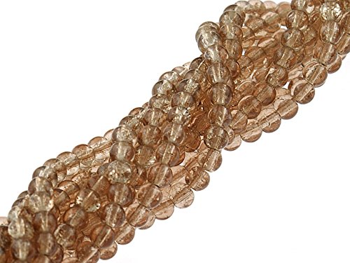 Vintageparts 200 Crackle Glasperlen in Hellbraun, 4 mm, DIY-Schmuck von Vintageparts