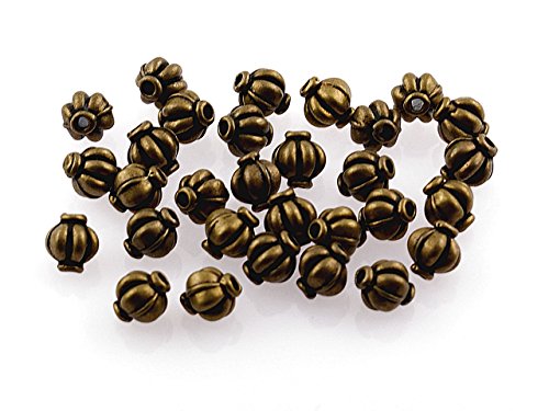 Vintageparts 30 Zwischenperlen als Laterne, 6 mm in Vintage Bronze, DIY-Schmuck von Vintageparts