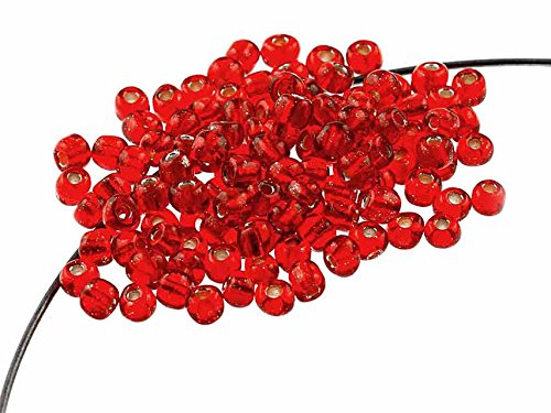 Vintageparts 300 Rocailles Perlen in rot, 4 mm, DIY-Schmuck von Vintageparts