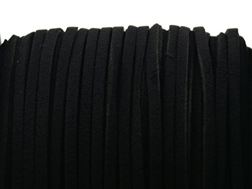 Vintageparts 4 m Band aus Wildlederimitat in schwarz, 3 mm breit, DIY-Schmuck von Vintageparts