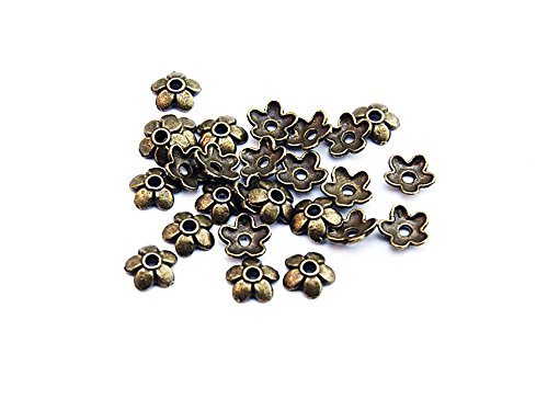 Vintageparts 40 Perlenkappen in antik Bronze, 6 mm, DIY-Schmuck von Vintageparts