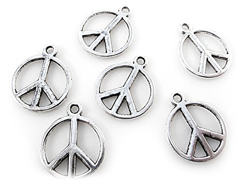 5 Peace Anhänger in tibetsilber von Vintageparts, DIY-Schmuck von Vintageparts FACHHANDEL FÜR SCHMUCKZUBEHÖR