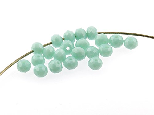 Vintageparts 50 Glasschliffperlen in Light Emerald, 6 mm, DIY-Schmuck von Vintageparts FACHHANDEL FÜR SCHMUCKZUBEHÖR