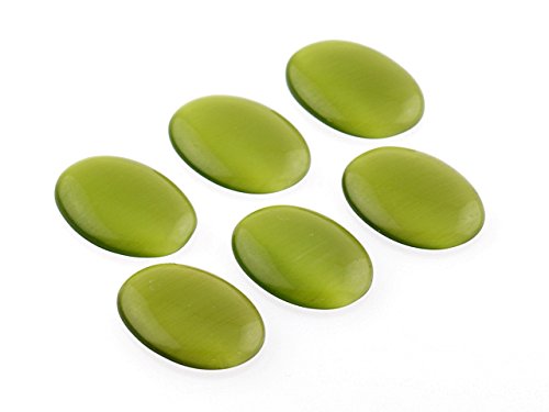 Vintageparts 6 Cabochons 18 x 13 mm Cateyeglas in Olive, DIY-Schmuck von Vintageparts