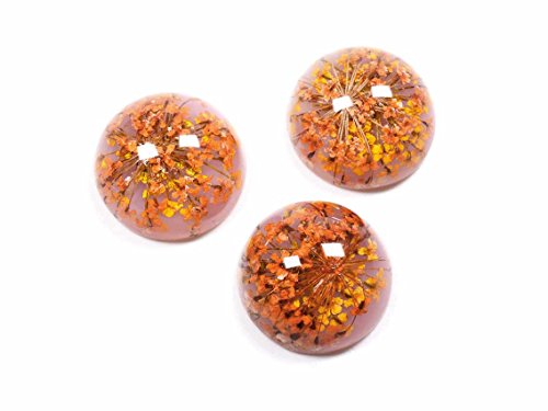 Vintageparts Cabochons aus Harz mit echter Blume in orange 18 mm 2 Stück DIY-Schmuck von Vintageparts