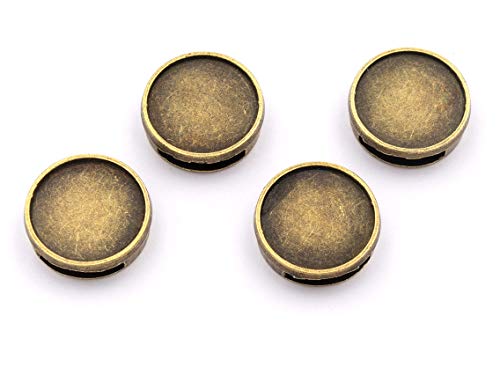 Vintageparts DIY Schiebeperlen in antik bronzefarben für 14 mm Cabochons 4 Stück zum Schmuck selber Machen von Vintageparts