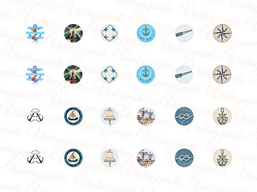 Vintageparts Motivbogen Nautic für runde 10mm Cabochons 1 Stück DIY Schmuck von Vintageparts