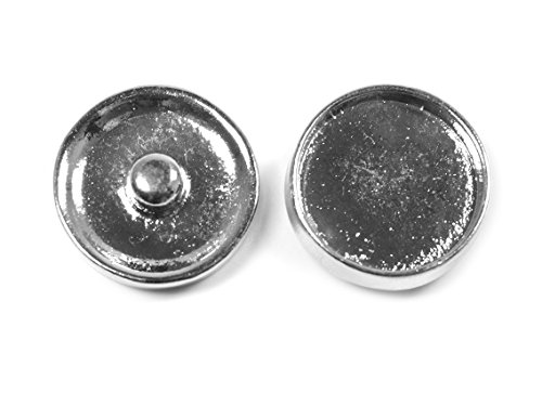 Vintageparts Rahmen als Druckknöpfe in silberfarben platiniert für 16 mm Cabochons 2 Stück, DIY-Schmuck von Vintageparts