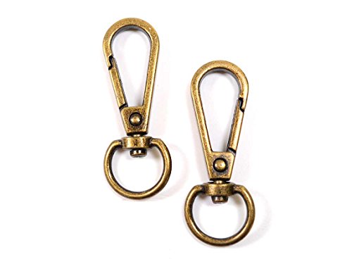 Vintageparts längliche Karabinerhaken mit Drehkupplung in antik bronzefarben 2 Stück DIY-Schmuck Karabiner Verschluss Schlüsselanhänger von Vintageparts