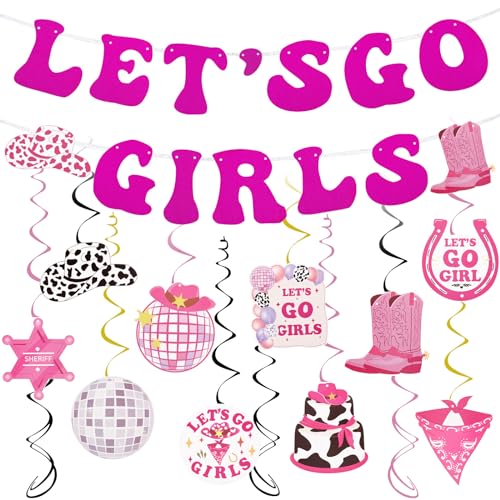 Junggesellinnenabschied-Dekorationen, klassisch, Junggesellinnenabschied, Rosa, "Let's Go Girls", Junggesellinnenabschied-Zubehör, Junggesellinnenabschied-Dekoration, letzter von Vinuwu