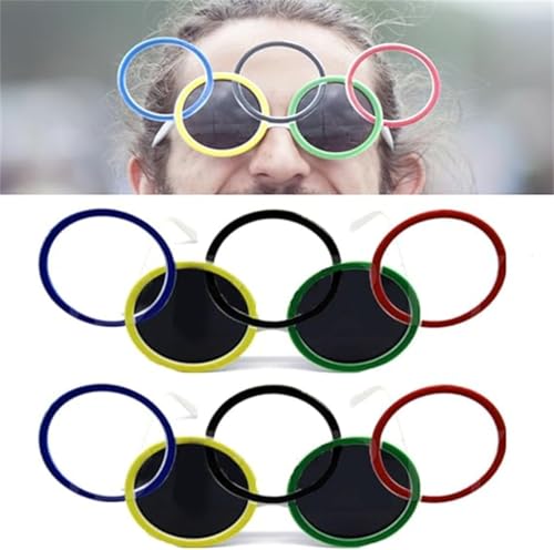 Vinxan Olympische Sonnenbrille – 2024 Olympische Ringbrille, Olympische Fünf-Ring-Partybrille, Sport-Party-Dekorationen, Spiel-Sport-Papierbrille für Sommersportaktivitäten, Party (2 Stück) von Vinxan