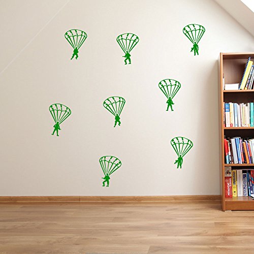 Armee Herren, Armee Fallschirmjäger 02, Wand Dekorationen Fenster Aufkleber Wall Decor Sticker Wall Art Aufkleber Sticker Wand Aufkleber Aufkleber Wandbild Décor DIY Deco Abnehmbare Wandaufkleber Colorful Aufkleber, Vinyl, 11 - Green, Large (Set 8) von Vinyl Concept