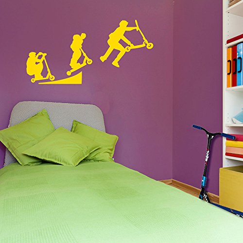 Stunt-Scooter Sport Evolution Scotter Style 4 Wand Dekorationen Fenster Aufkleber Wall Decor Sticker Wall Art Aufkleber Sticker Wand Aufkleber Aufkleber Wandbild Décor DIY Deco Abnehmbare Wandaufkleber Colorful Aufkleber, Vinyl, 09 - Yellow, Large von Vinyl Concept