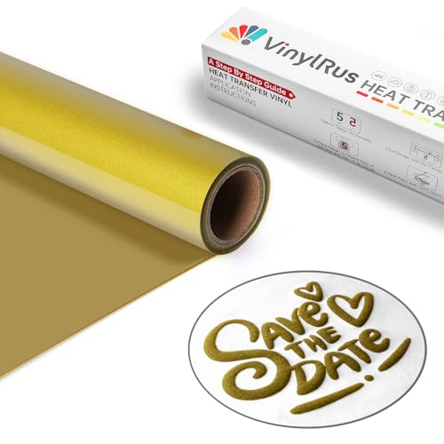 VinylRus Puff Vinyl Heat Transfer – 30,5 cm x 1,8 m, Puffy 3D Gold Eisen auf Vinyl für T-Shirt, Puff HTV Vinyl-Rolle für Silhouette Cameo, Cricut Air oder Maker, leicht zu schneiden und zu jäten von VinylRus