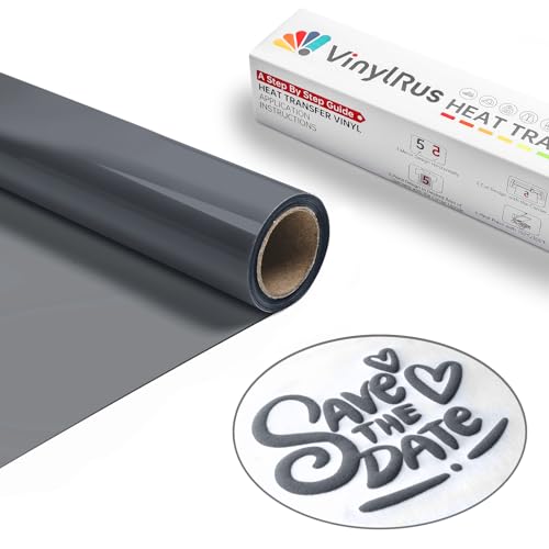 VinylRus Puff Vinyl-Wärmetransfer, 30,5 cm x 1,8 m, dunkelgrau, geschwollenes 3D-Vinyl zum Aufbügeln, Puff HTV-Vinyl-Rolle für Silhouette Cameo, Cricut Air oder Maker, leicht zu schneiden und zu jäten von VinylRus