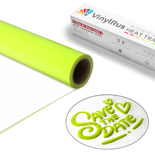 VinylRus Puff Vinyl Wärmetransfer 3D – 30,5 cm x 1,8 m, Neongelb, Puff HTV Vinyl-Rolle für Silhouette Cameo, Cricut Air oder Maker, leicht zu schneiden und zu jäten von VinylRus