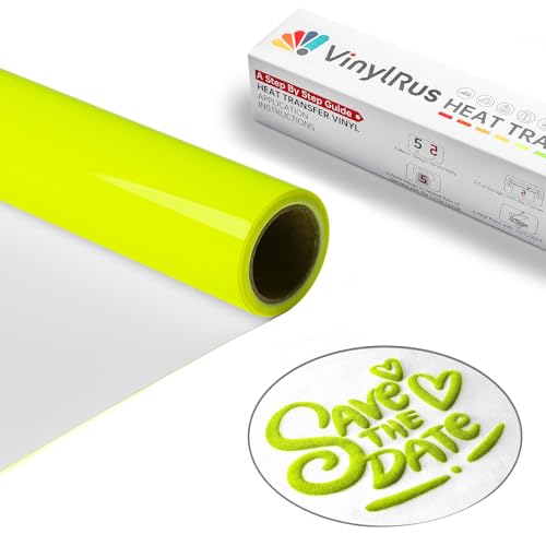 VinylRus Puff Vinyl Wärmetransfer 3D – 30,5 cm x 1,8 m, Neongelb, Puff HTV Vinyl-Rolle für Silhouette Cameo, Cricut Air oder Maker, leicht zu schneiden und zu jäten von VinylRus