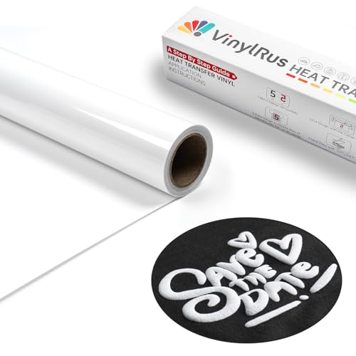 VinylRus Weißer Puff Vinyl Wärmetransfer 3D – 30,5 cm x 1,8 m Puff zum Aufbügeln auf Vinyl für T-Shirt, Puff HTV-Vinyl-Rolle für Silhouette Cameo, Cricut Air oder Maker, leicht zu schneiden und zu von VinylRus