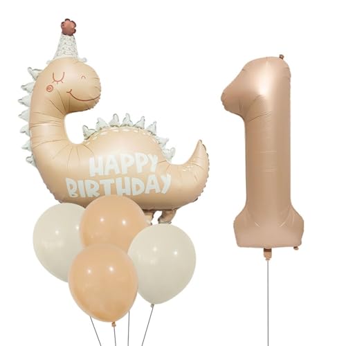 1 Jahr alt Dinosaurier Geburtstag Dekoration Ballons, Jungen Mädchen karamellfarbenen Dinosaurier Geburtstag Dekoration Ballons, Dinosaurier Folienballons, Geburtstag Dekoration Ballons von Viojrlly