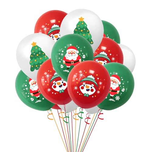 15PCS Weihnachtsballons für Party-Dekoration, rote und grüne Latex-Ballons für Weihnachtsfeier Gefälligkeiten, Weihnachtsmann Ballon Dekorationen für Weihnachten Urlaub Spiele von Viojrlly