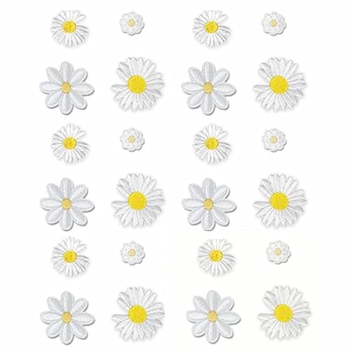 24 Stück Iron-On Daisy Blume Aufnäher Aufbügler Patch für Iron-On Nähen Jacken Jeans Taschen Handwerk Iron-On Bilder DIY Party Home Decor von Viojrlly