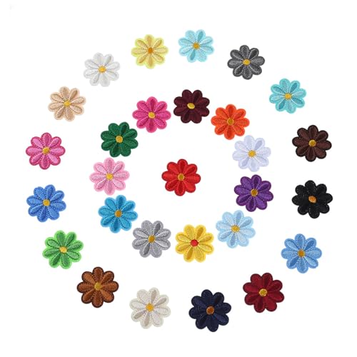 28 Stück Blumen Applikationen 4 * 4 cm, Patches zum Aufbügeln, Blume Aufnäher Kinder, Flicken zum Aufbügeln, Aufnäher zum Aufbügeln, Bügelbilder für Hut Jacke Jeans Rucksäcke DIY Dekoration von Viojrlly