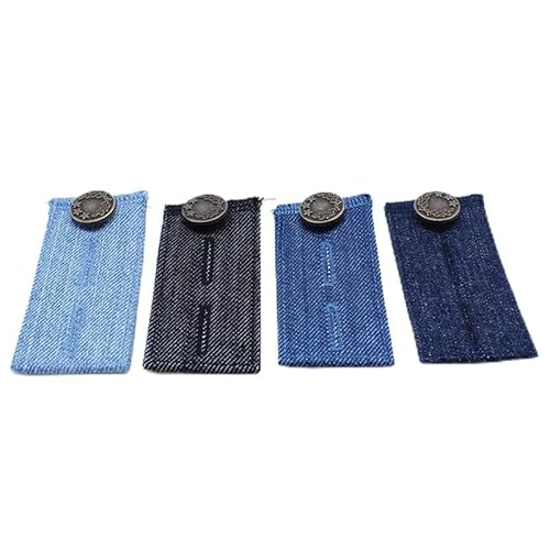 4 Stück Jeans Erweiterung Knopf, Elastische Verstellbare Hosen Taille Knopf Verlängerung, Hosenbunderweiterung Damen, Knopf Bund-Expanders Hosenerweiterung für Jeanshosen (4 Farbe) von Viojrlly