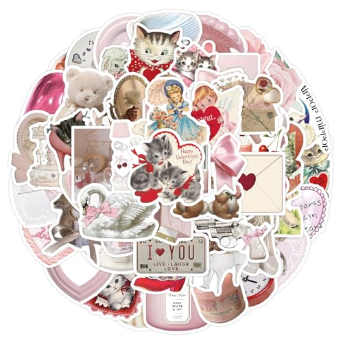 60 pezzi di adesivi kawaii per laptop, casco da moto Scrapbooking adesivi impermeabili per frigorifero, adesivi rosa per ragazze von Viojrlly