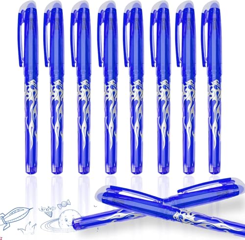 8 Stück löschbarer Bio-Stift, blauer löschbarer Stift, 0,5 mm nachfüllbarer löschbarer Stift, löschbarer Kugelschreiber, löschbarer neutraler Stift, Friktionsstift, neutraler Grundschulstift-Set von Viojrlly